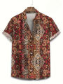 Hawaii Shirts for Men 3D Paisley Graphic Short-sleeved T-shirt Casual Lapel Buttons Male Tops Summer Oversized Bohemian Man Tees.