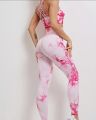 Women's Tie Dye Workout Set Scrunch Butt Lifting Printed Yoga Leggings with Bra Top. 
