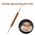 Stainless Steel Coffee Decorating Art Pen Wooden Handle Latte Pull Flower Needle Barista Tool Coffee Accessories Modeling Tool. 