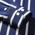 M-5XL Men's Casual Shirts with Classic Black and White Striped Design Plus Sizes Long Sleeve Shirts for Casual Social Settings. 