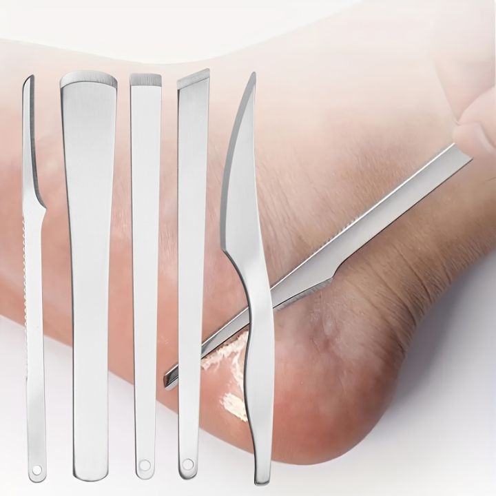 2/5pcs Stainless Steel Pedicure Tools Set - Foot Cleaning and Care, Dead Skin Scraper, Reusable Foot Exfoliation, Foot Skin File freshfeet