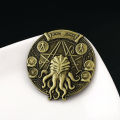 Cthulhu Pentagram Coin Keychain HP-Lovecraft Necronomicon Sigil Coin Kraken Coin Vintage Metal Accessories s. 