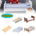 1/12 Dollhouse Wooden/Iron Mini Single/Double Bed Home Bedroom Furniture Toy Living Room Furniture Model Handmade Toy. 