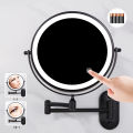 8 Inch Black Wall Mounted Bathroom Mirror 10x Magnifying Makeup Mirror Adjustable Dimming Vanity Cosmetic Mirrors with Light.