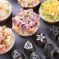 18Set Russian Tulip Icing Piping Nozzles Stainless Steel Flower Cream Pastry Tips Nozzles Bag Cupcake Cake Decorating Tools. 