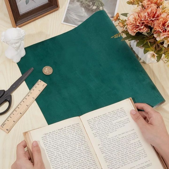 51%20x%2011.8inch%20Velvet%20Book%20Cloth%20for%20Book%20Binding%20Fabric%20Surface%20Paper%20Backed%20Bookcover%20Notebook%20Wraps%20Dark%20Green%20Book%20Covering%20-%20Image%203