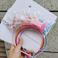 Quicksand Crown Headband Children Transparent PVC Sequin Headband Manufacturers Direct Children's Hair Accessories. 