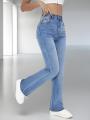 New women's hot jeans slimming European and American style casual versatile high waist washed Denim trousers for women. 
