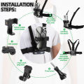 6-in-1 Chest Strap Mount Phone Clip Holder For iPhone Smartphones SJCAM AKASO Insta360 Osmo Action Camera.