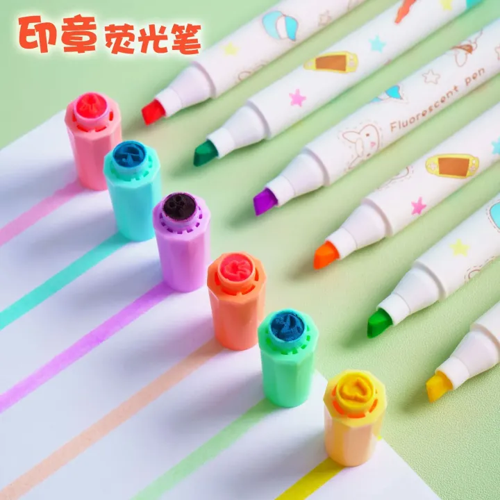 6Pcs/set%20Kawaii%20Heart%20Stamp%20Highlighter%20Cute%20Candy%20Colors%20Drawing%20Painting%20Art%20Marker%20Pen%20School%20Supplies%20Korean%20Stationery%20-%20Image%202