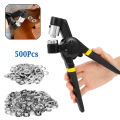 12mm Manual Eyelet Puncher Handheld Press Button Grommet Plier Punching Machine Hand Tool with 500Pcs Eyelet Grommets. 