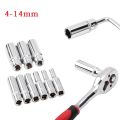 1Pc 1/4'' Hex Socket Adapter 4~14mm Deep Ratchet Wrench Head 50/25mm Length Impact Driver Hand Tools Car Repairing Accessories. 