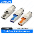 Denswire Cat8 Cat7 Cat6A RJ45 Connector Zinc Alloy STP Ethernet Plug for 23-26AWG Networking Cable Supports PoE/PoE+ 1/5/10 PCS.