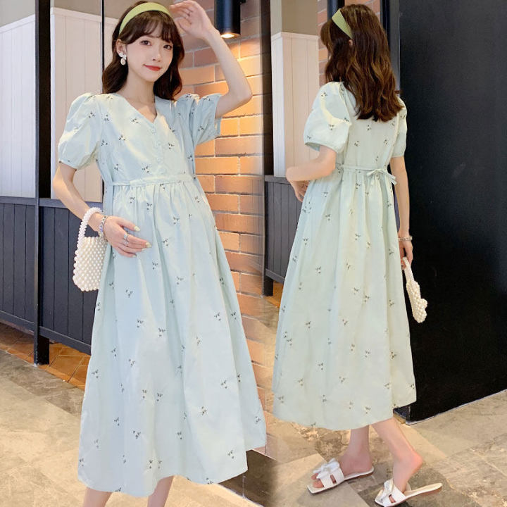 Korean-style%20pregnant%20women%20dress%20loose%20design%20maternity%20dress%20green%20mint%20beautiful%20and%20comfortable%20to%20wear%20-%20Image%209
