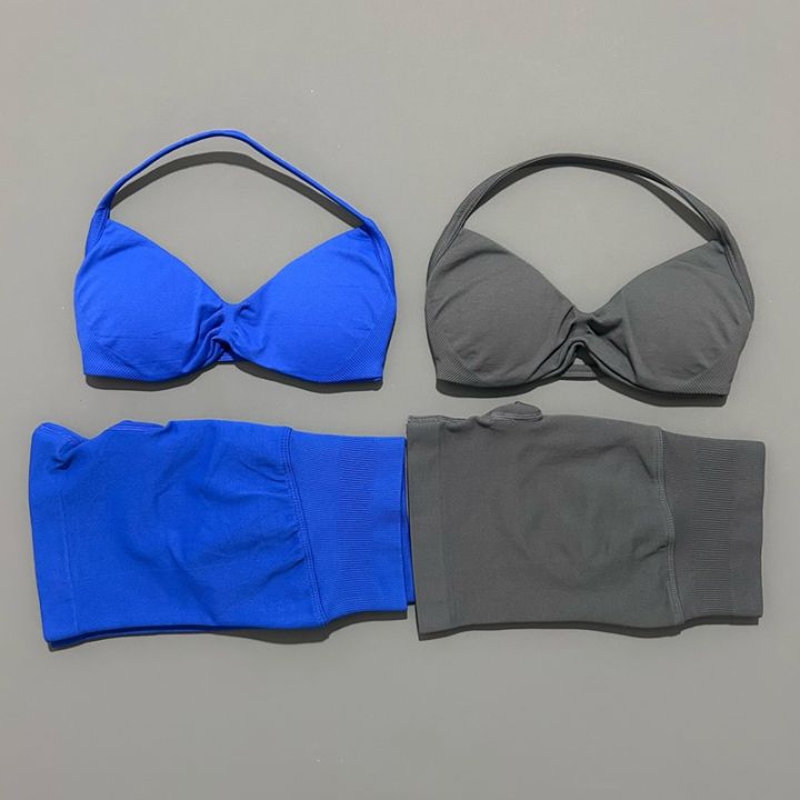 HISTELLO%20Gym%20Set%202%20Piece%20Women%20Strappy%20Yoga%20Bra%20Top%20Workout%20Scrunch%20Shorts%20Sports%20Suit%20Fitness%20Clothes%20Seamless%20Yoga%20Set%20-%20Image%204