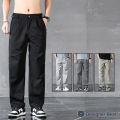 Good Quality Spring Summer Thin Men's Casual Straight Trousers Elastic Waist Outdoor Business Solid Color Long Cargo Pants Male. 