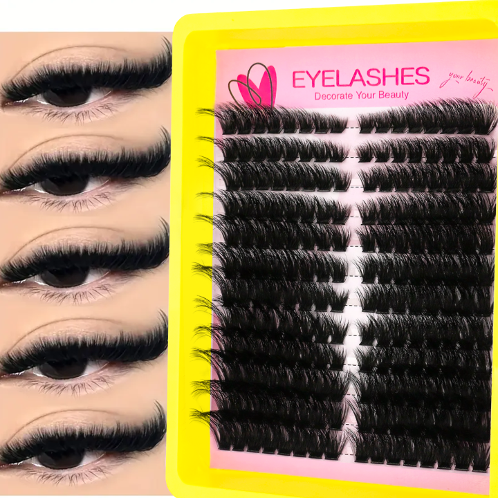 192PCS Faux Mink Lash Clusters – D Durl Long Individual Eyelashes, Soft & Natural Look, Mixed Lengths for DIY Eyelash Extensions