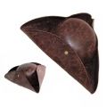 Faux Leather Pirate Hat Brown Captain Hat Vintage Button Masquerade Party Cosplay Costume Hat For Men Women Photography Props. 