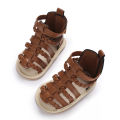 Brown Summer 0-18M Newborn Sandals Cute Bow Soft  Sole Anti Slip Breathable Baby's First Pair Of Walking Shoes. 