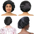 Women Satin Bonnet Hair Bonnet for Sleeping Hair Care Silk Bonnets Solid Wide-brimmed Sleeping Hat with Elastic Soft Band.