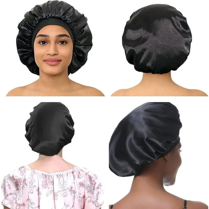 Women%20Satin%20Bonnet%20Hair%20Bonnet%20for%20Sleeping%20Hair%20Care%20Silk%20Bonnets%20Solid%20Wide-brimmed%20Sleeping%20Hat%20with%20Elastic%20Soft%20Band%20-%20Image%203