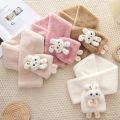 1pcs Boys Girls Winter Scarfs Thick Plush Cros Children's Scarf Baby Bib Cute Cartoon Rabbit Faux Fur Neck Protection Warm Shawl.
