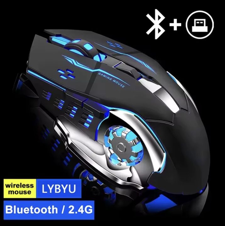 GAMING RGB Rechargable Bluetooth System Wireless Dual Mode Mouse For Smartphone Laptop PC Computer And Smart TV Bluetooth 4.2 Suported Premium Quality Wireless Mouse