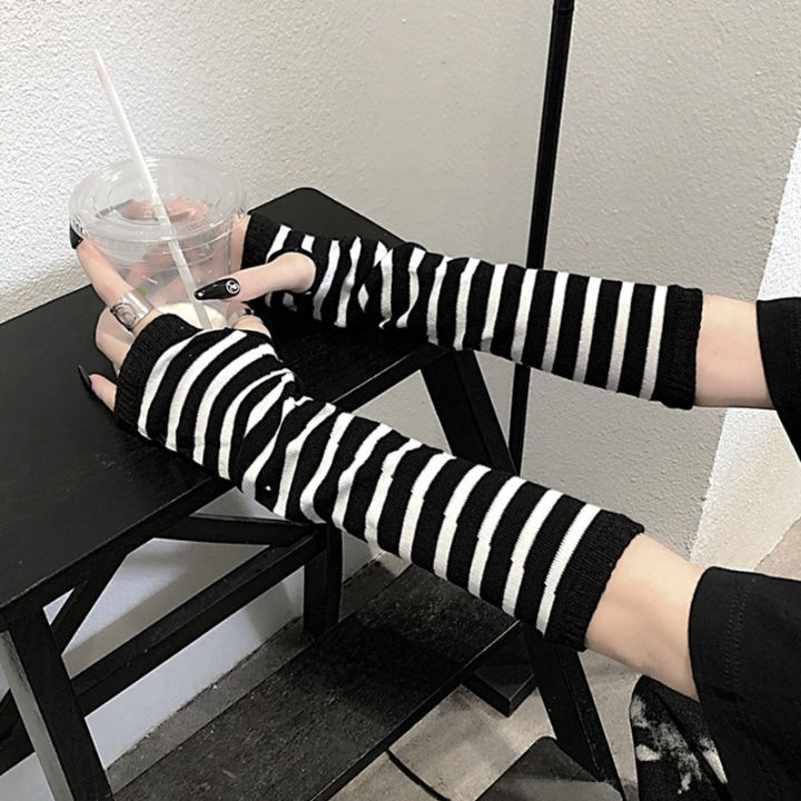Winter%20Warm%20Long%20Sleeves%20Gloves%20for%20Man%20Women%20Fingerless%20Stripe%20Hip-Hop%20Knitted%20Elbow%20Mittens%20Elastic%20Outdoor%20Warmer%20Arm%20-%20Image%202