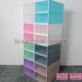 Small size! Shoe box size mini shoe box small round lid color open front. 
