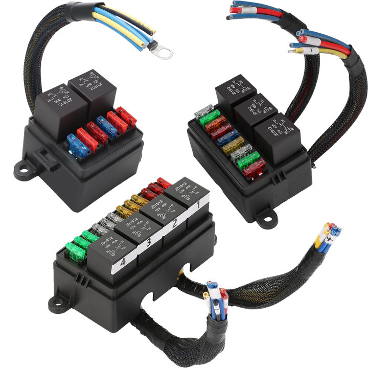 Pre-Wired Fuse Relay Box, 2/3/4/6 Way 4-Pin 40A Relay Block Kit, for ...