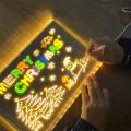 LED Note Board Kid Drawing Toy Luminous Wordpad LED Drawing Board DIY Acrylic Board with Colour Pens Blackboard with Night Light. 
