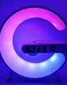 5 in 1 G Shape RGB Light Desk Lamp with Alarm Clock, Bluetooth Speaker, and Wireless Charger - Perfect for Home Office Decor/Gift- Multifunction Aesthetic Lamp. 