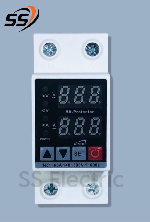 Voltage protection Device Dual Display 63A 230V Din Rail Adjustable digital Over Under Voltage Relay Surge Protector  Limit Over Current