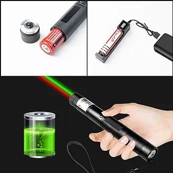 Green and Red 2 in-1 Laser Pointer High Power Rechargeable Lazer Pointer, Laser Pen with Long Range Adjustable Focus with Star Cap, Laser