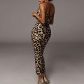 Hawthaw Women Party Club Evening Streetwear Leopard Bodycon Midi Dress 2024 Summer Fashion Sexy V-neck Halter Slip Dress. 