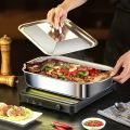 Stainless Steel Covered Roaster Pan Thickened Nonstick Oven Safe with Heat Resistant Handles for Grilling Baking Buffet Serving.