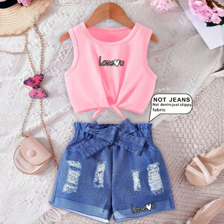 Ins%20Girls'%20Fashion%20Tie-Dye%20Full%20Print%20Printed%20Vest%20Suit%20Outdoor%20Sports%20Blue%20Shorts%20Suit%20Suitable%20for%203-10%20Years%20Old%20-%20Image%203