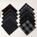 11Pcs Men's Pure Cotton Handkerchief Classic Yarn-dyed Plaid Old-fashioned Thin Absorbent Sweat Towel Stylish and Elegant. 