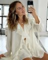 2025 Summer Fashion New Women's Elegant Shorts Set with Ruffle Edge Temperament Casual Sports Tie Up Two-piece Set. 