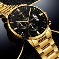 2023 Fashion Men Gold Stainless Steel Watch Luxury Calendar Quartz Wrist Watch Mens Business Watches for Man Clock Reloj Hombre. 