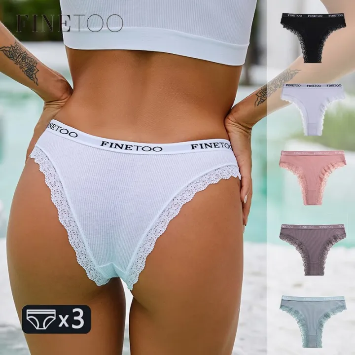 FINETOO%203Pcs%20Women%20Cotton%20Underwear%20Sexy%20Lace%20Edge%20Ladies%20Panties%20Low%20Waist%20Solid%20Color%20Female%20Underpants%20Briefs%20Intimates%20-%20Image%202