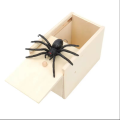 Tricky Toy Simulation Spider Wooden Box Spoof Insect Spider Box Creative Haunted House Horror Scene Layout Small Wooden Box.