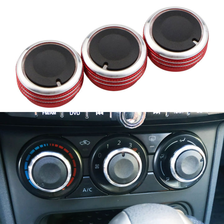 Aluminum Alloy 3Pcs Heat Control Knob Car Air Conditioning Knob For Honda City 2008 2009 2010 2011 2012 2013 2014 AC Knob