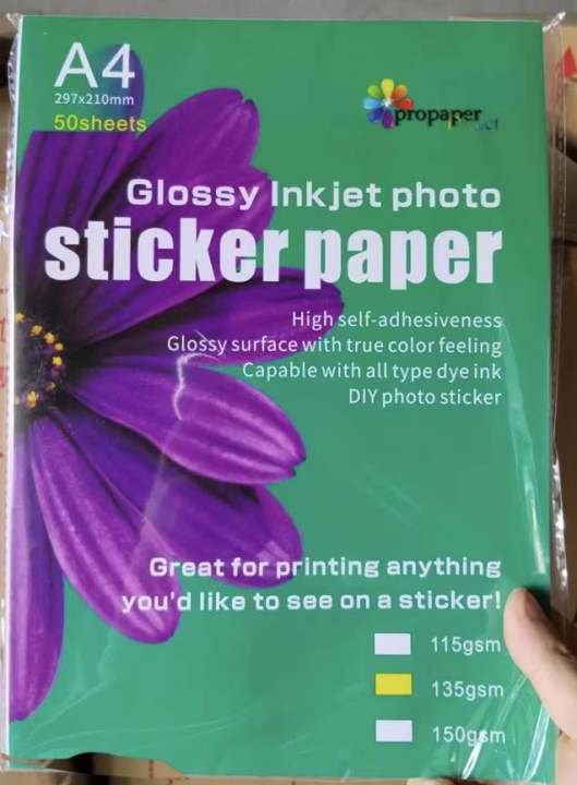 PROPAPER DIRECT - 135gsm A4 size Premium glossy inkjet photo sticker ...