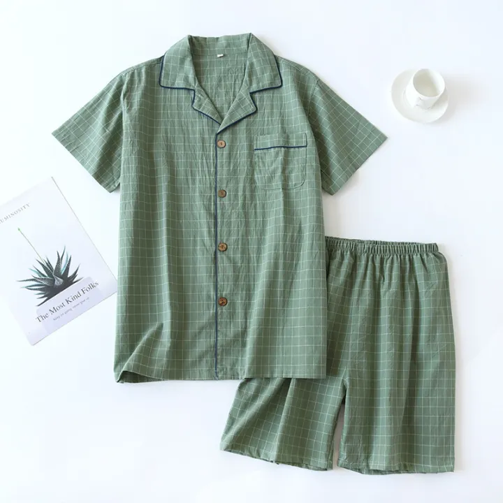 High%20Quality%20and%20Durable%20Men%20Cotton%20Pajama%20Set%20Single-Line%20Checkered%20Matching%20Loungewear%20Checkered%20Cardigan%20Shorts%20Sleepwear%20-%20Image%204