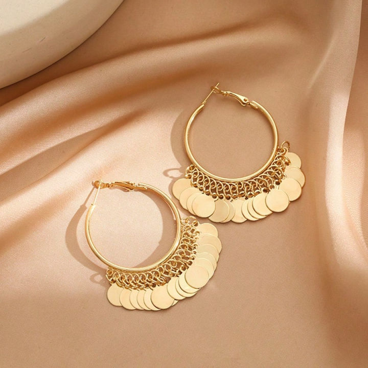 1Pair%20Hot%20Sale%20Disc%20Charm%20Earrings%20Fashion%20Gemetric%20Round%20Pendant%20Large%20Circle%20Hoop%20Earring%20for%20women%20%20Look%20-%20Image%203
