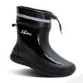 2024 Short Rain Boots for Men Non-slip Wear-resistant Rainy Day Outdoor Fishing Rubber Shoes, Cotton Waterproof Men's Rain Boots. 