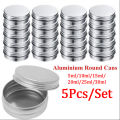 5Pcs Aluminum Mini Round Tin Metal Container Bottles Storage Jar Screw Lids Box.