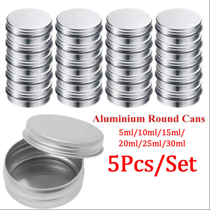 5Pcs Aluminum Mini Round Tin Metal Container Bottles Storage Jar Screw Lids Box