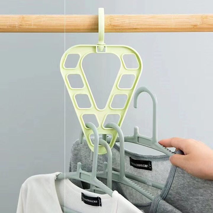 Triangle 9-Hole Hanger Multi-Functional 360° Rotating Wardrobe Clothing Storage Rack